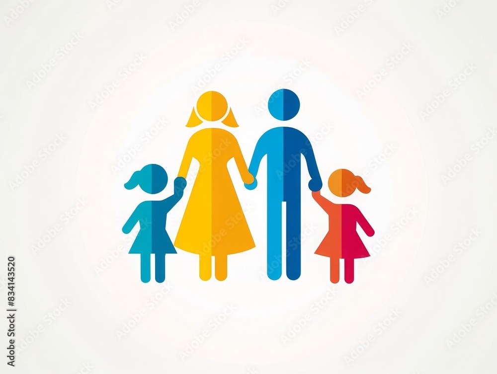 Happy family. Father, mother and two daughters. Vector illustration. Happy family. Father, mother and two daughters. Vector illustration.