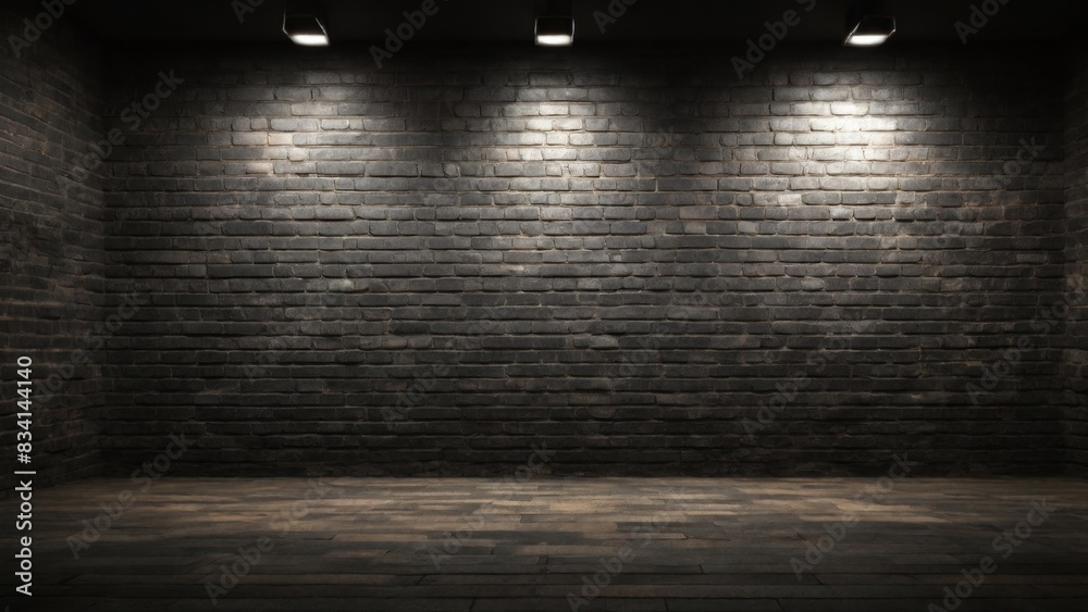 Obraz premium Texture of a dark brick wall with spot lighting