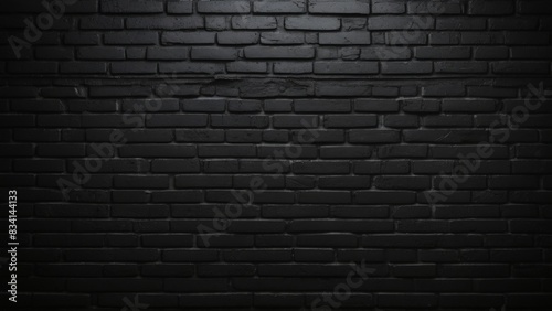 Texture of a dark brick wall with spot lighting