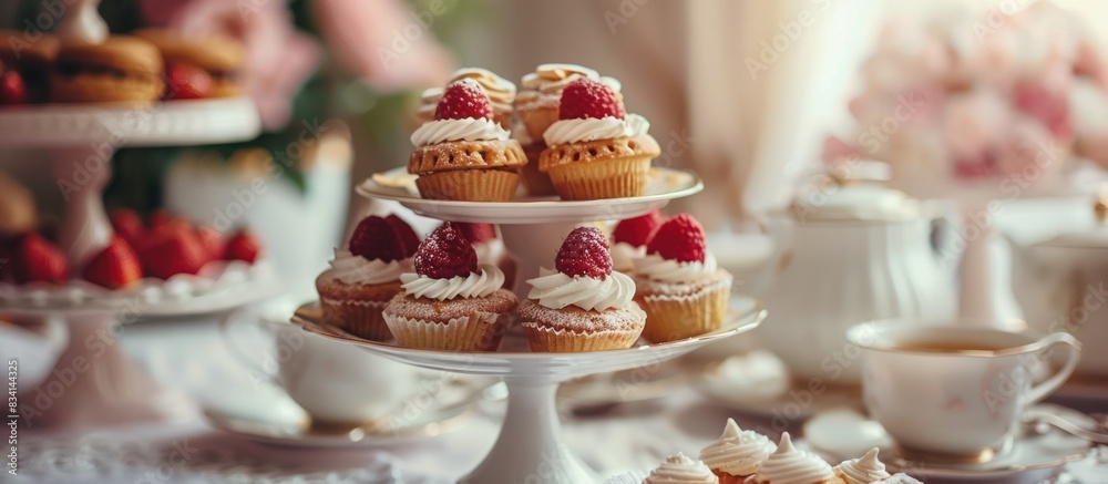 Elegant high tea party with delectable desserts Elegant high tea party with delectable desserts