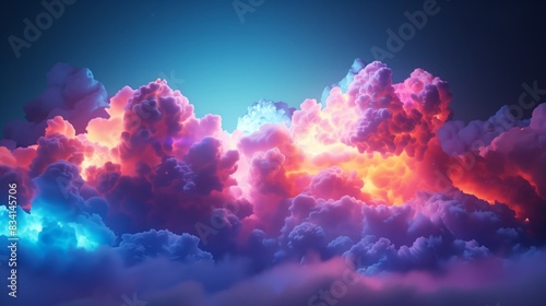 A 3D render of a colorful cloud with glowing neon, symbolizing the power of regeneration. © vannet
