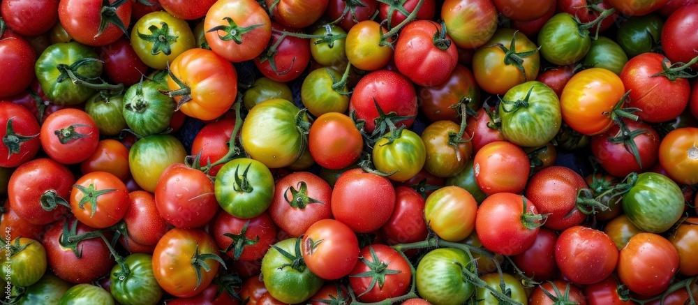 Fresh red and green tomatoes Fresh red and green tomatoes