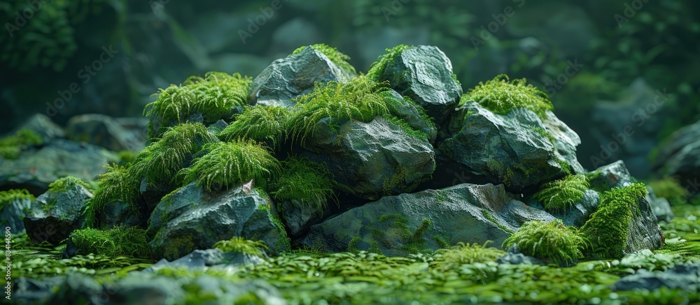 Mossy rocks in a woodland setting Mossy rocks in a woodland setting