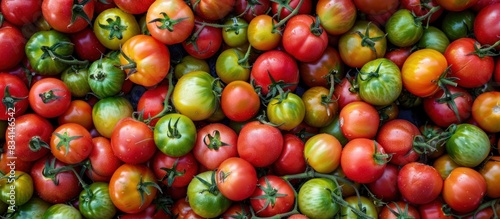 Fresh red and green tomatoes