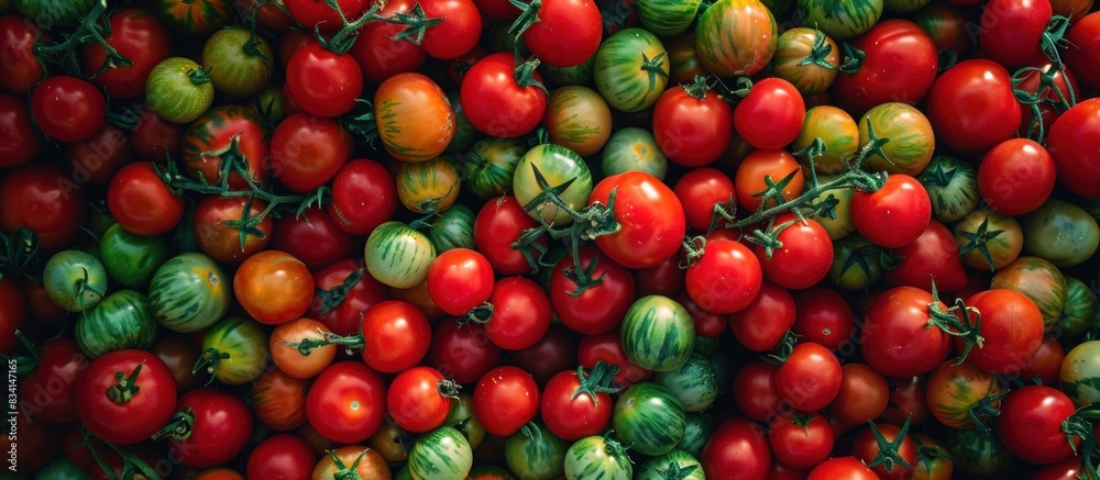 Fresh red and green tomatoes Fresh red and green tomatoes