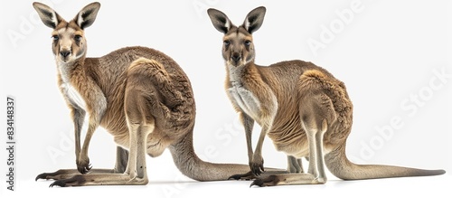 Male and female kangaroo standing side by side