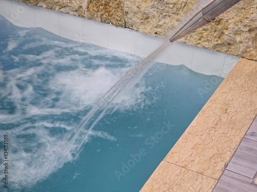 Flow of water in a hot tub pool