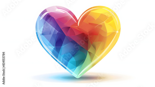 Colorful heart png, sticker, lgbt pride month icon isolated on white background, isometry, png  © Anton