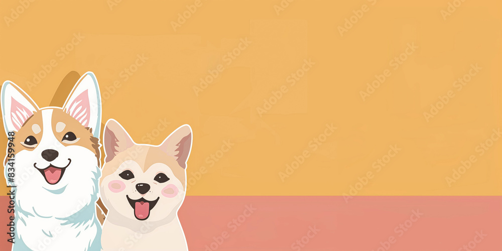 Obraz premium Two sitting dogs, banner