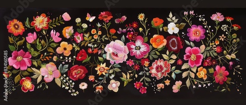 Wallpaper Mural Flat surface design, embroidered flowers, lots of small flowers and leaves.  Torontodigital.ca