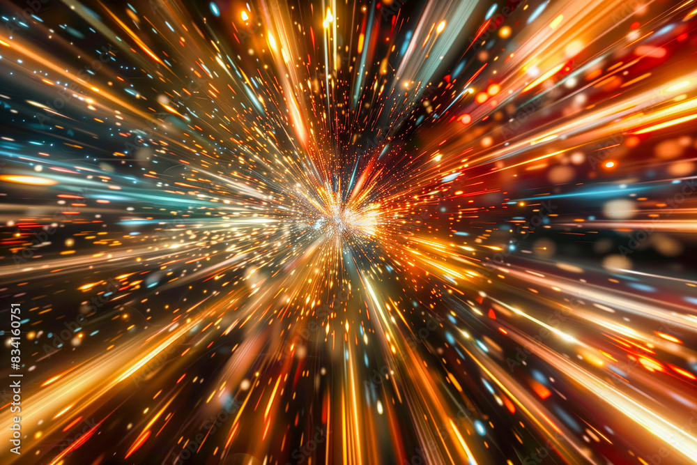 Colorful light burst on black background Colorful light burst on black background