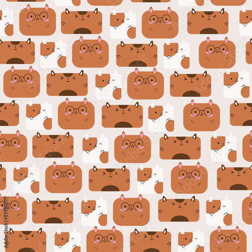 Cute animals illustration. Cartoon seamless pattern on a color background. It can be used for backgrounds  surface textures  wallpapers  pattern fills