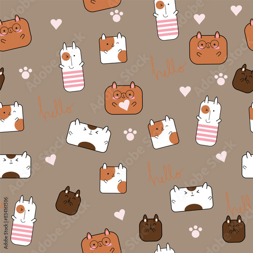 Cute animals illustration. Cartoon seamless pattern on a color background. It can be used for backgrounds  surface textures  wallpapers  pattern fills