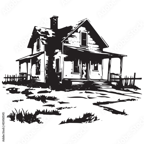 Old American Farmhouse Vector Stencil Art
