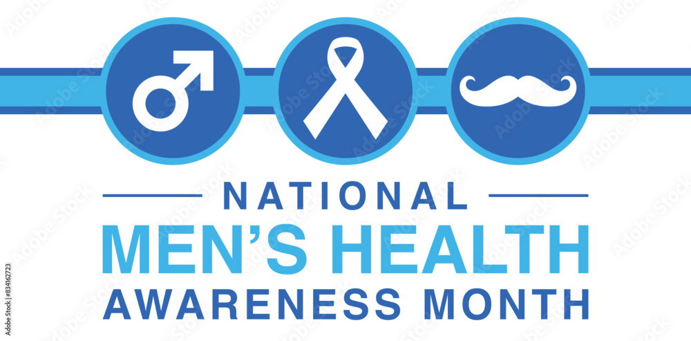 Men health awareness month poster or banner of blue ribbon. Vector no ...