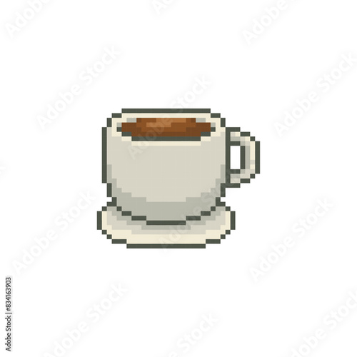 Cup of coffee, pixel art drink