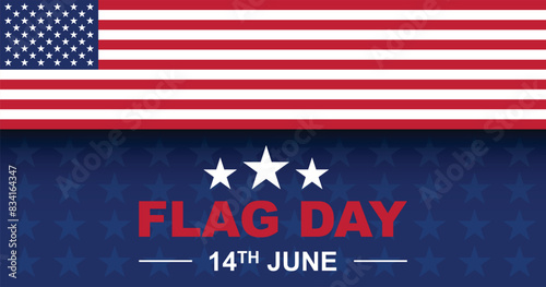 Flag Day In United States June 14 Background Vector Illustration
