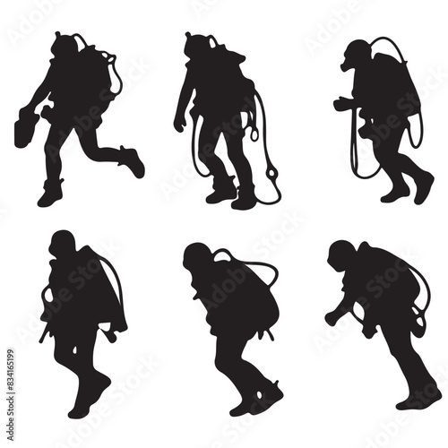 Scuba Divers Silhouette Vector Set
