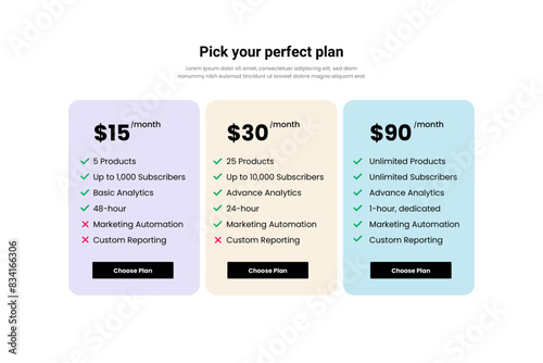 Pricing Table UI Design for Teams