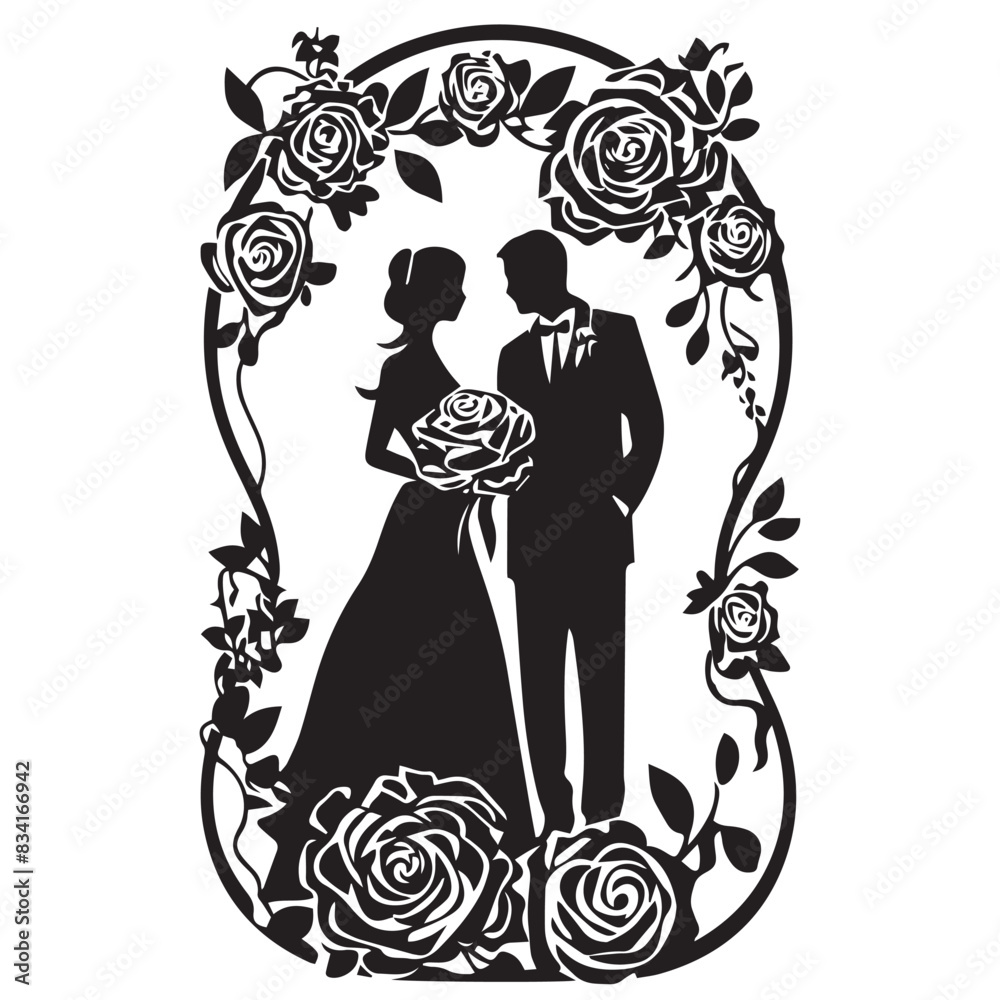 Wedding Frame Monogram Silhouette Vector Wedding Frame Monogram Silhouette Vector