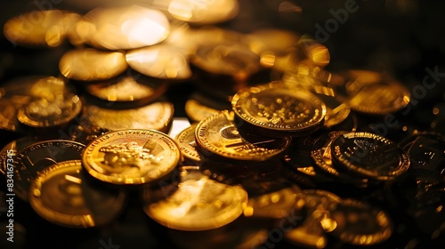 Gold coins close up