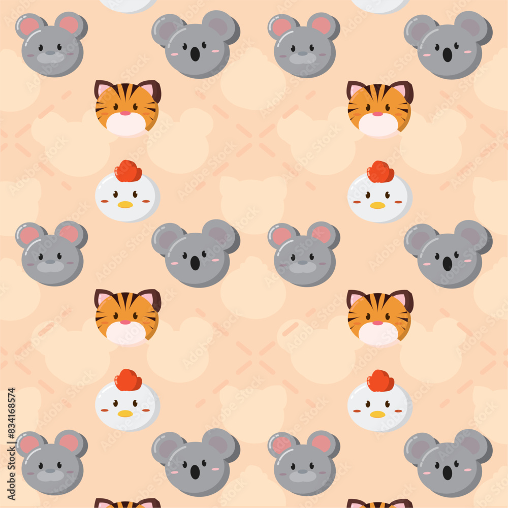 Kawaii animal emoticon pattern background Vector Kawaii animal emoticon pattern background Vector
