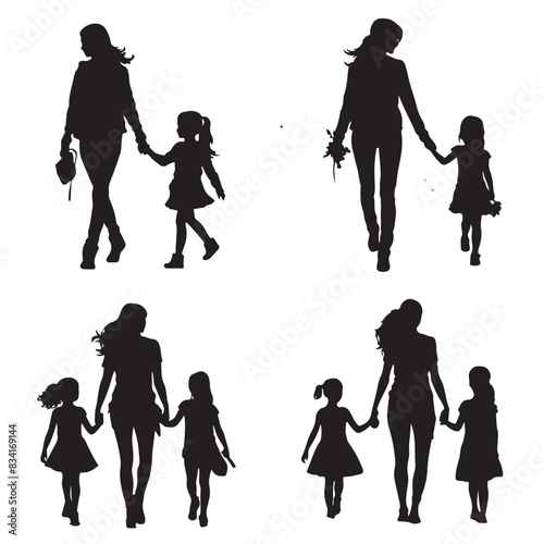 Mom and Daughters Silhouette Set