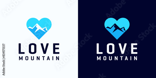 love mountain logo design, for adventure and landscape
