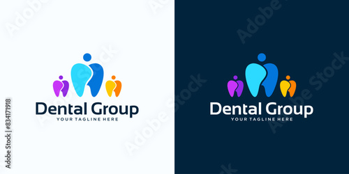 colorful dental logo design and people symbol