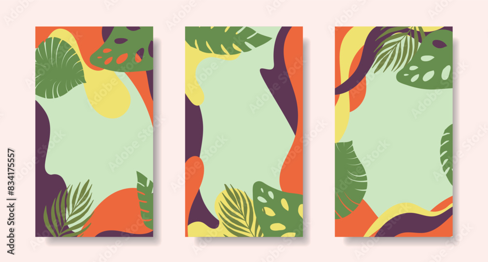 Bright summer backgrounds with tropical leaves. Hawaiian background.