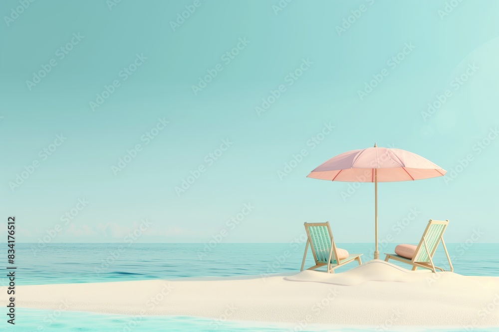 Beach Umbrella Chairs Sand Summer Vacation Concept Beach Umbrella Chairs Sand Summer Vacation Concept