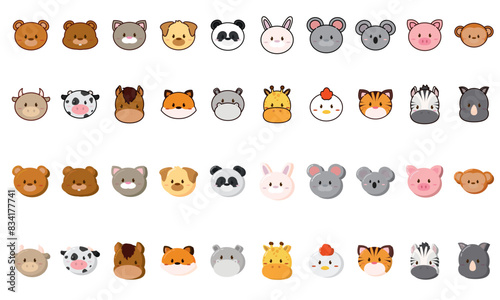 Set of kawaii animal emoticons Vector