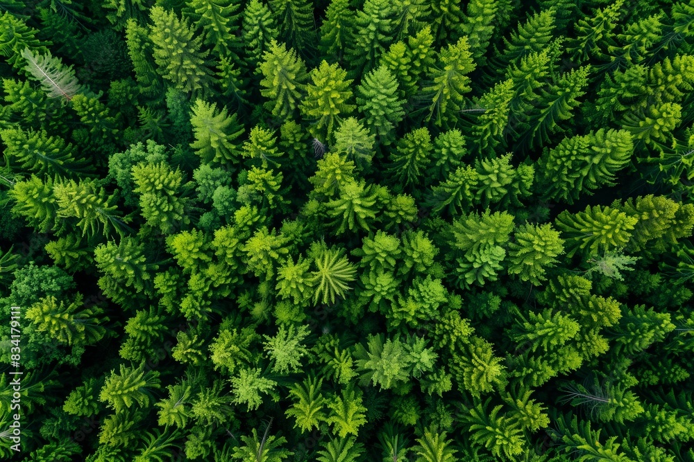 Summer Aerial View of Pine Forest