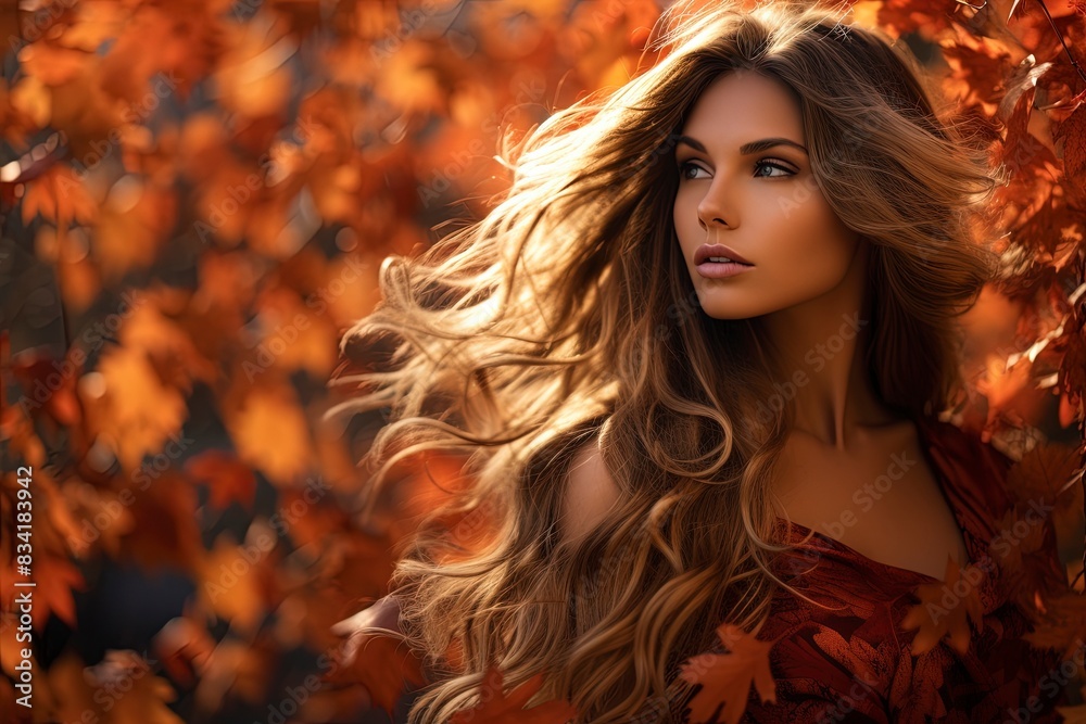 portrait of a woman in autumn forest, generative ai portrait of a woman in autumn forest, generative ai