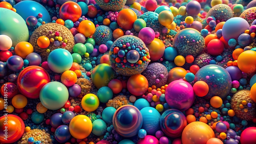 3D illustration of abstract futuristic dense multicolored blobs 3D illustration of abstract futuristic dense multicolored blobs