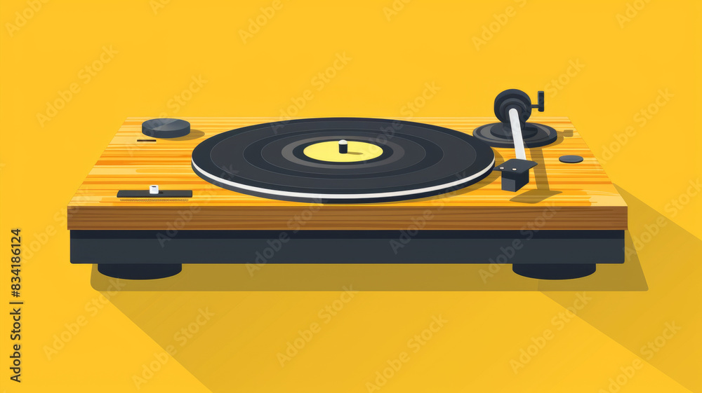 A vector illustration of a simple record player on a solid color background.generative ai A vector illustration of a simple record player on a solid color background.generative ai