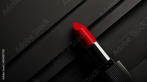 Product photo red lipstick black background minimalist elegance beauty cosmetic bold makeup photo