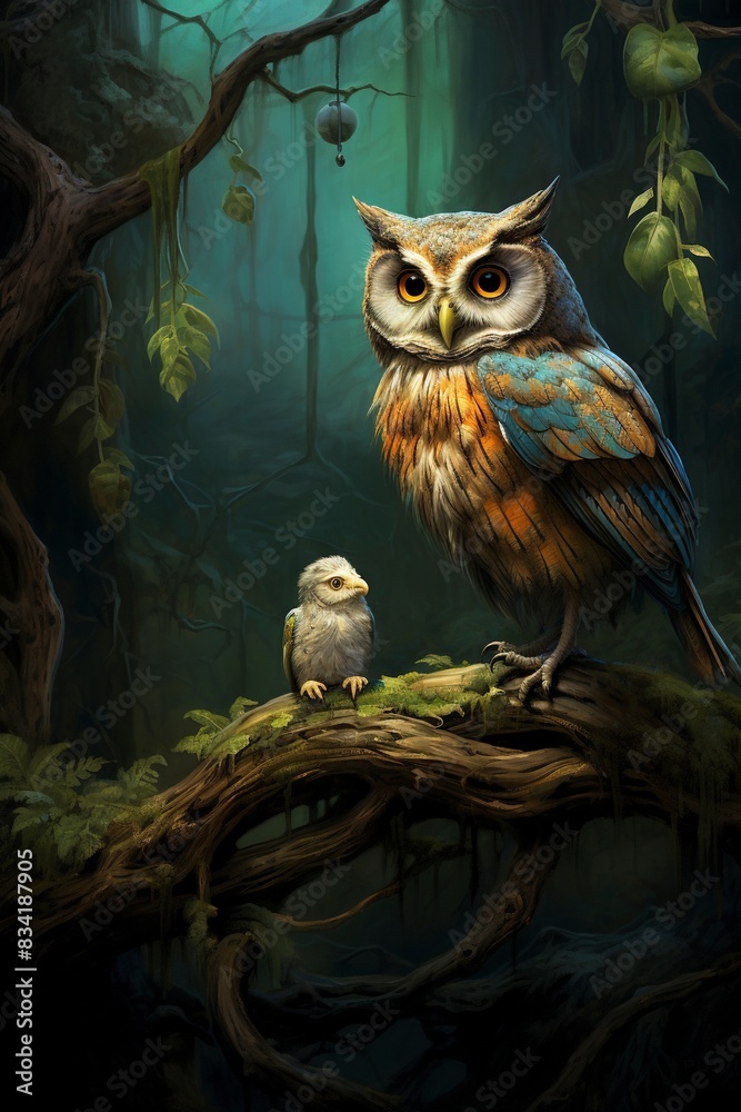 great horned owl in autumn. generative ai great horned owl in autumn. generative ai
