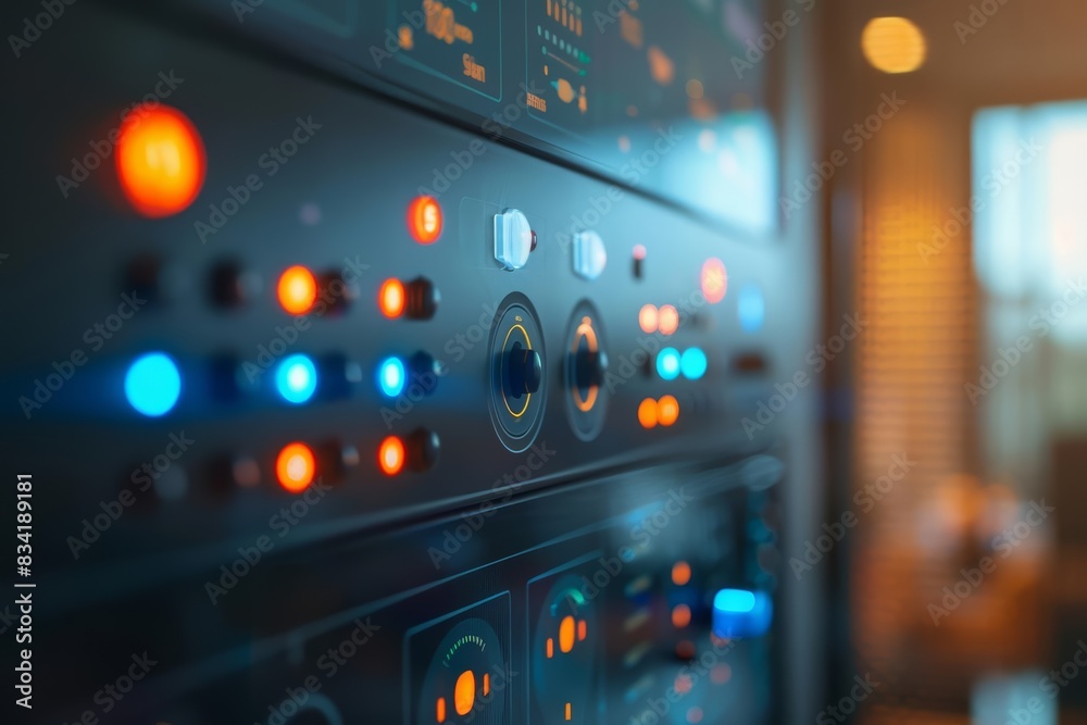 A close up of a smart home control panel in a real estate technology firm A close up of a smart home control panel in a real estate technology firm