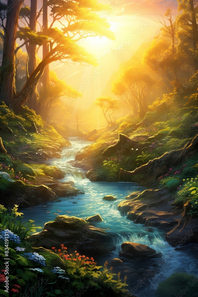 sunset in the forest, generative ai sunset in the forest, generative ai