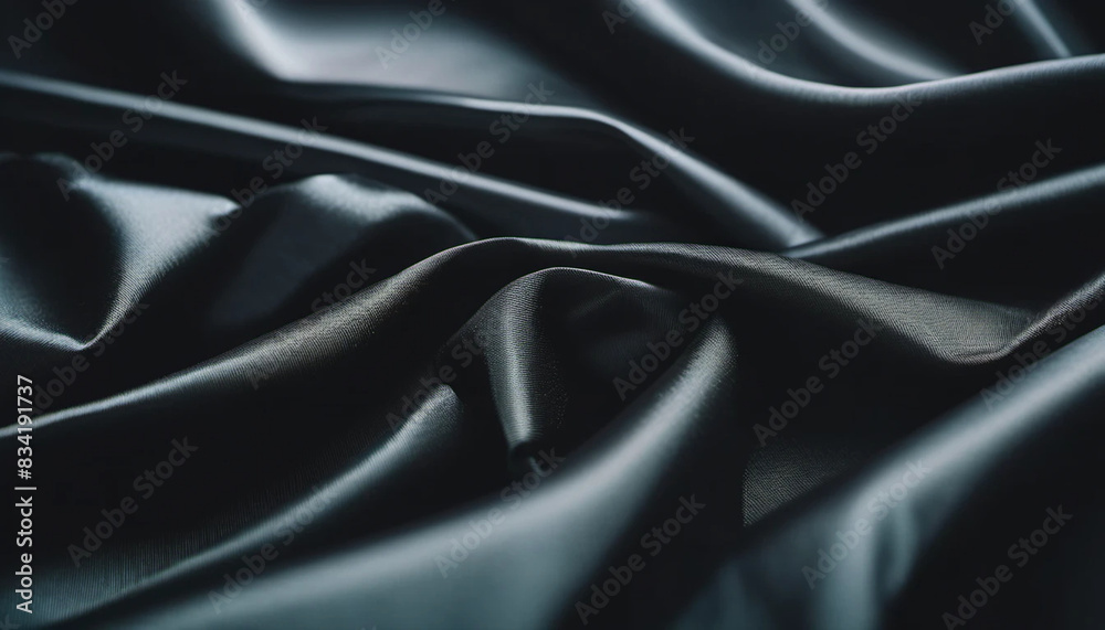 Fototapeta premium Close up of draped black satin as a background 