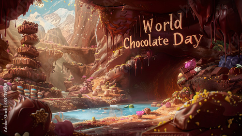 World Chocolate Day text for Fantasy Poster or Card Design