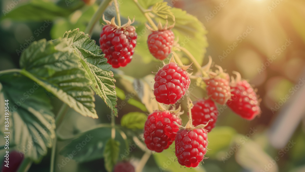 Close-up image of ripe red raspberries Close-up image of ripe red raspberries