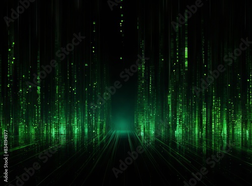 A dark room filled with glo...