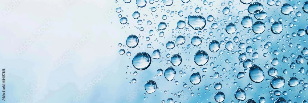 Blue and White Background with Water Drops on Surface. Modern Banner with Copy-Space Blue and White Background with Water Drops on Surface. Modern Banner with Copy-Space