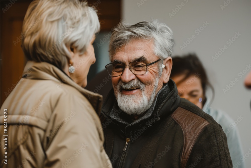 Portrait of smiling senior couple looking at each other while standing at home Portrait of smiling senior couple looking at each other while standing at home