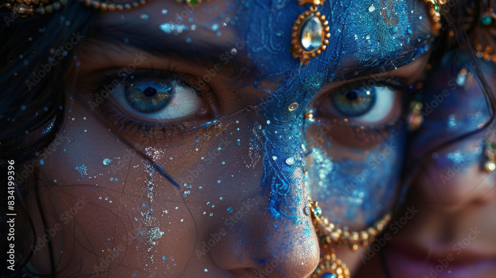 god Krishna in blue and Radha generative ai