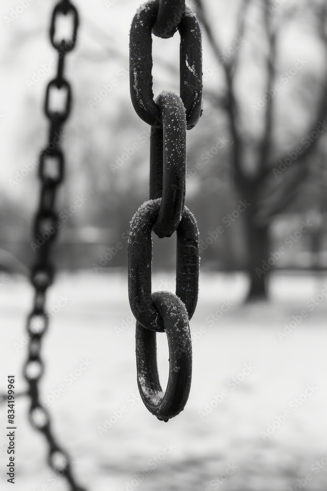 A close-up shot of a chain in monochrome tones A close-up shot of a chain in monochrome tones