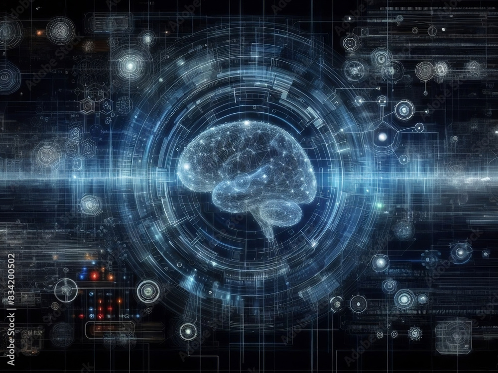 Futuristic background : digital network connection for data script based technological processes, Health Informatics, artificial intelligence, data transfer and encryption, etc.