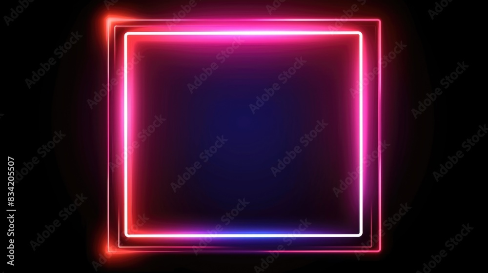 A neon frame against a dark background A neon frame against a dark background